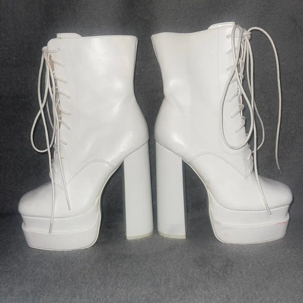 Public Desire White Platform Boots Women's size 7